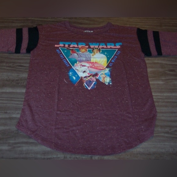Star Wars Retro Graphic Varsity Tee – Maroon Speckle – Size M Women’s - Picture 8 of 9